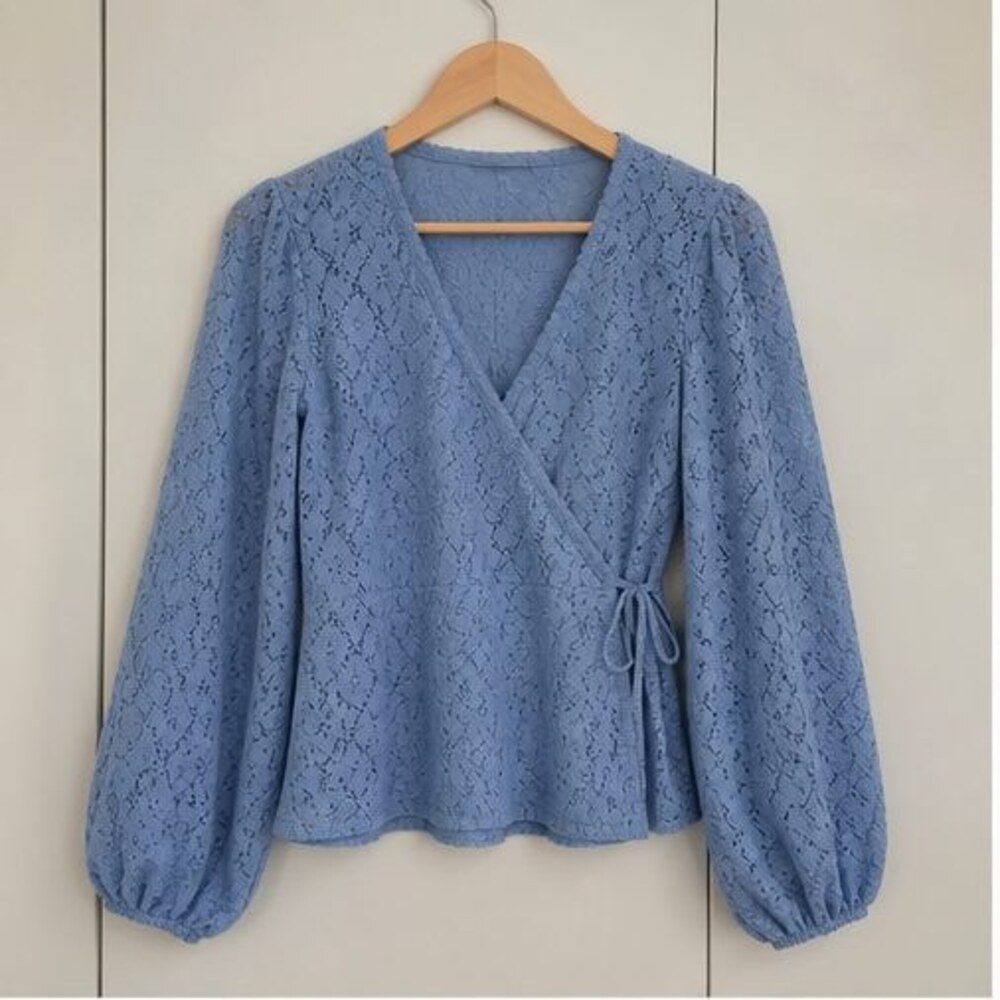 Blue Ruffle Blouse - Picture 1 of 6